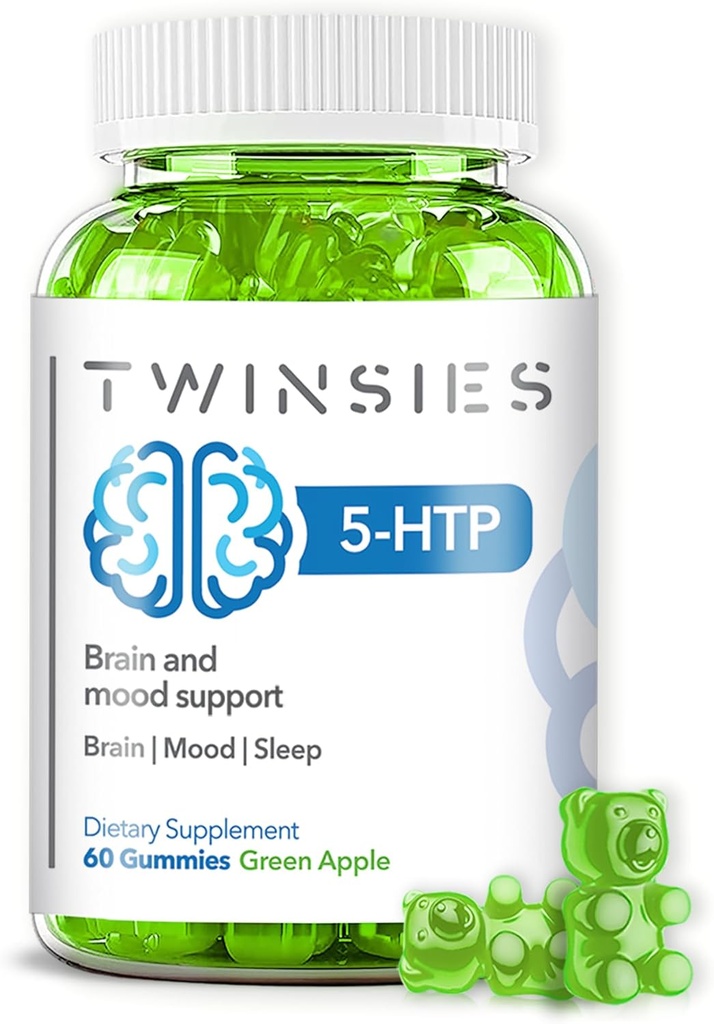 5-HTP Supplement 200mg Calm Gummies for Sleep Mood & Brain Health Support – L-Tryptophan 60 Green Apple Sleep Gummies for Adults – Gluten-Free & Non-GMO 2