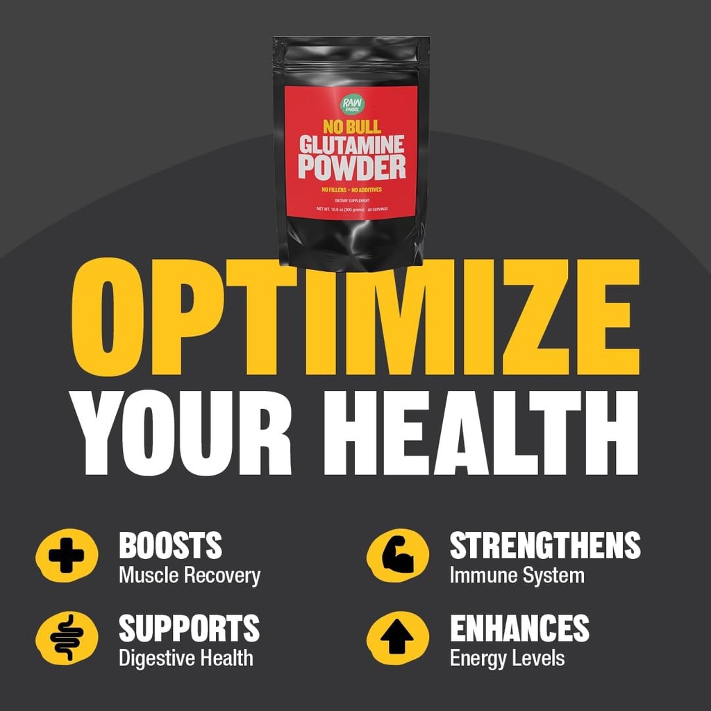 “No Bull” L-Glutamine Powder - Unflavored and Micronized Glutamine, Pure L Glutamine Powder, Non GMO, L Glutamine Supplement, Naturally Vegan, Vegetarian and Gluten Free, 300g 4