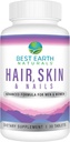 Best Earth Naturals Hair, Skin and Nails Supplement with Biotin, Collagen, Vitamins for Healthy Hair, Glowing Skin, Strong Nails 2