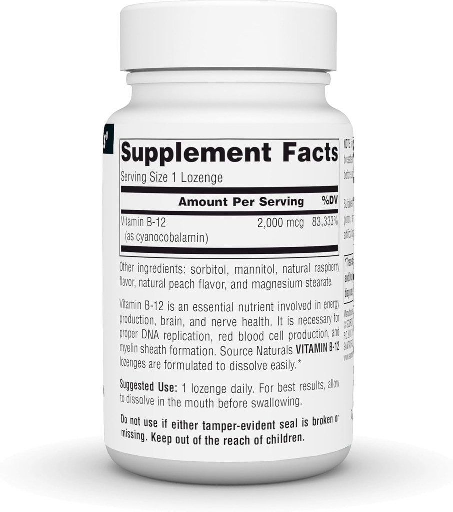 Source Naturals Vitamin B-12, 2000 mcg Supports Energy Production - 100 Lozenges 3