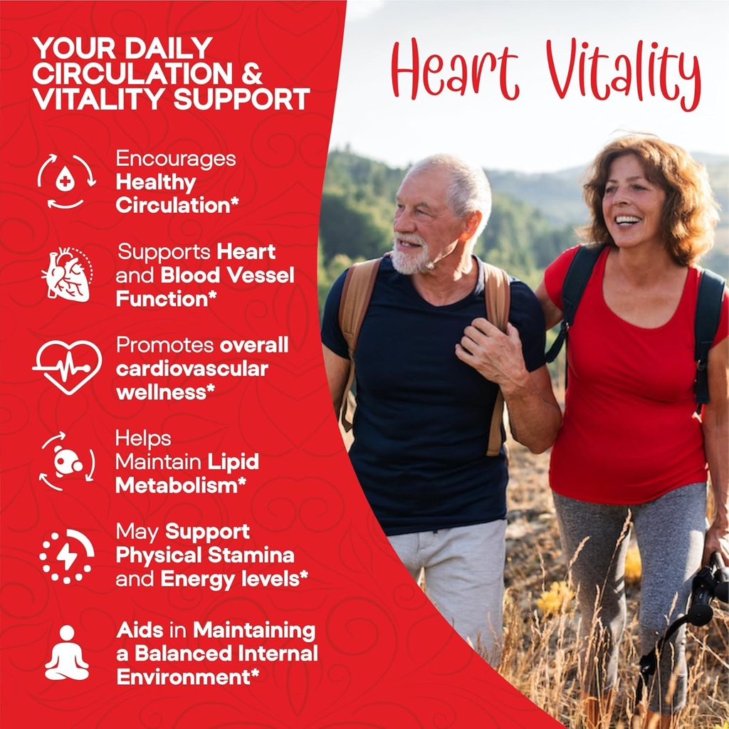 Heart Support and Blood Flow Supplement, 120 Capsules, Supports Cardiovascular Health, Healthy Cholesterol, Triglyceride, Homocysteine, CRP Levels | Boost Naturally Circulatory Function 5