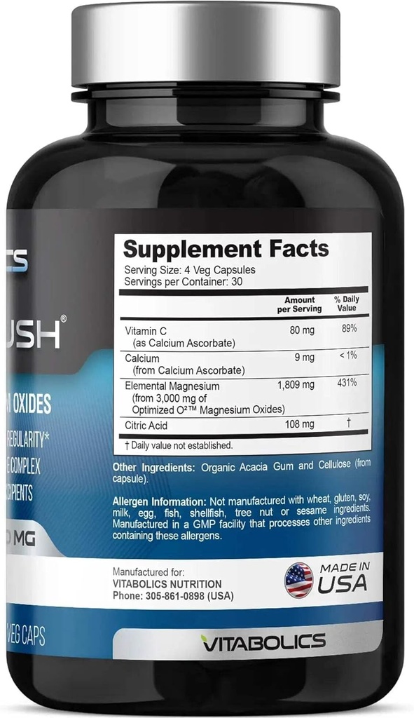 Mag Flush Magnesium Oxide Capsules 750mg 120 Vcaps - Oxygenated Magnesium Oxide Supplement for Constipation Relief, Colon Cleanse, Laxative and Digestion Support for Women and Men 3