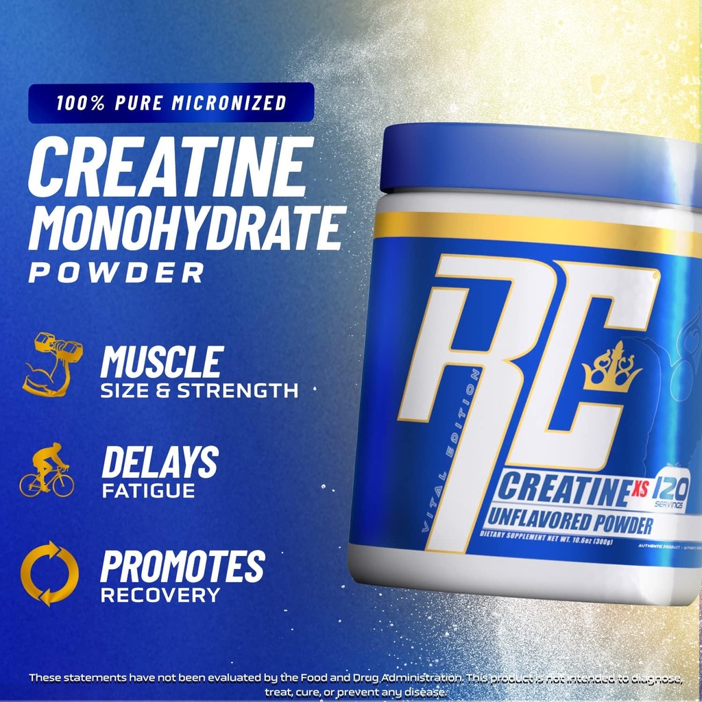 Ronnie Coleman Signature Series Creatine-XS, Creatine Monohydrate Powder, Post Workout Recovery for Muscle Building and Strength, Energy Support, Mass Gainer, Unflavored, 120 Servings 4