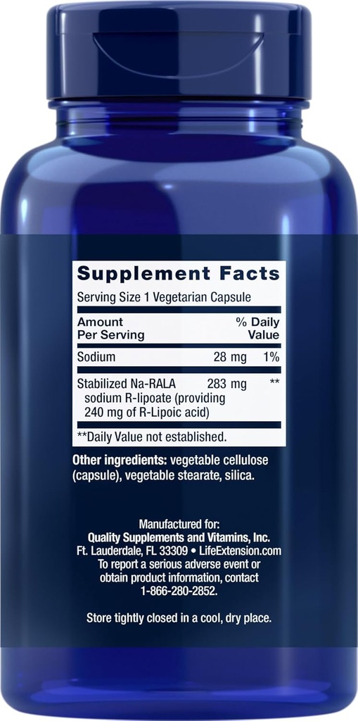 Life Extension Super R Lipoic Acid 240mg, 90 Capsules, Vegetarian 3