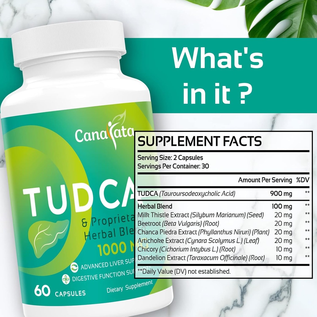 TUDCA Liver Support Supplements 1000mg - 120 Vegan Capsules,TUDCA Bile Salts with Milk Thistle Herbal Blend Formula for Liver Cleanse & Repair 3