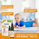 Land Art - Certified Organic Vitamin D3 Drops Baby – 400 IU per Drop – 490 Servings – Supports Bone & Teeth Development – Vitamin D Drops for Infants & Toddlers – GMO-Free - Gluten-Free – 0.45 fl oz 4