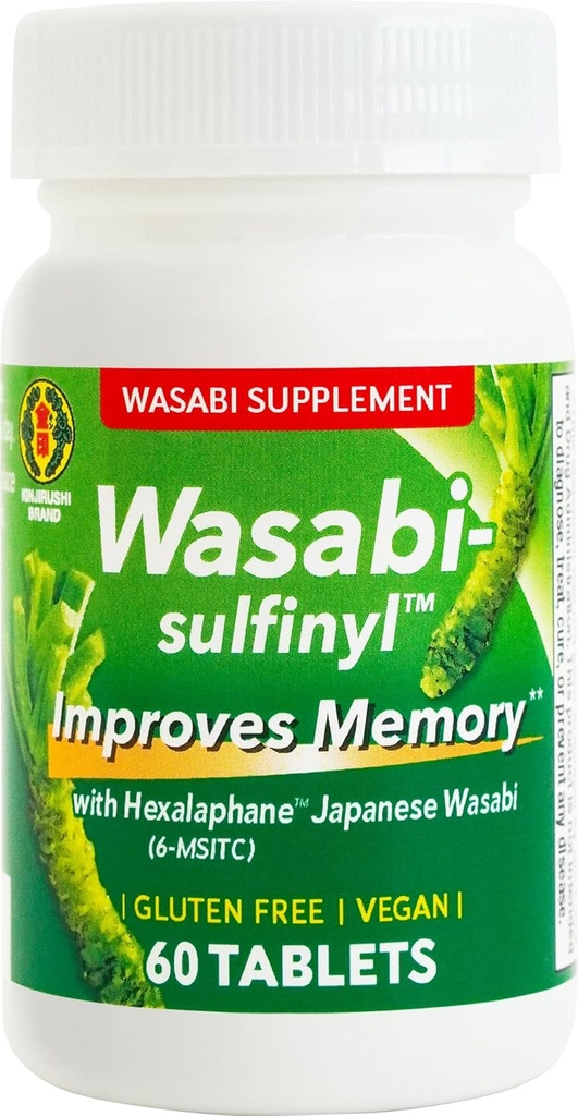 Wasabi Sulfinyl Supplement with Hexalaphane Japanese Wasabi (6-MSITC) 60 Tablets for 2 Month Supply - Improves Memory, Memory Pill, Brain Fog, Brain Health, Cognitive Supplement 2