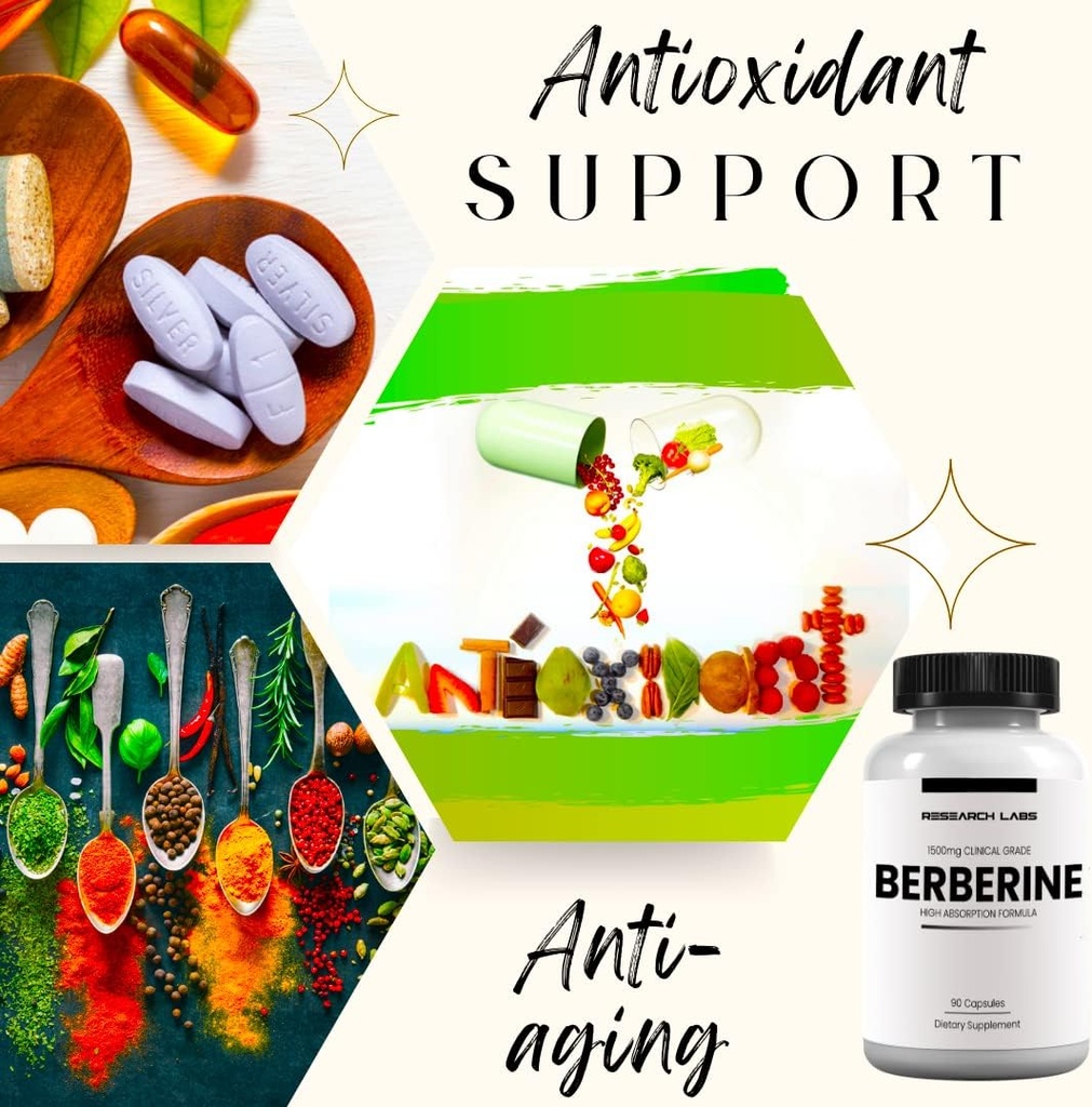 Research Labs 2 Fer 1 Ad - 1500mg Clinical Grade Berberine High Absorption Formula & BerberQuil™ Support. 180 Total Capsules. 500mg Each Capsule 6