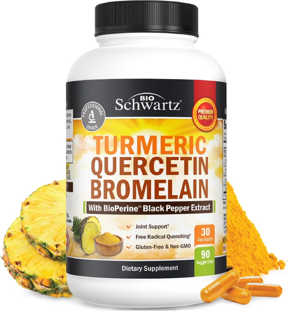Turmeric Quercetin with Bromelain Supplement - Natural Extra Strength Immune and Joint Support with BioPerine Black Pepper for Max Absorption - Organic Tumeric Bromelain Supplement Vegan Safe, Non-GMO 2