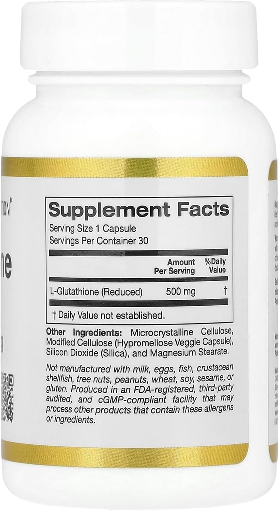 California Gold Nutrition L-Glutathione (Reduced), 500 mg, 30 Veggie Capsules 3