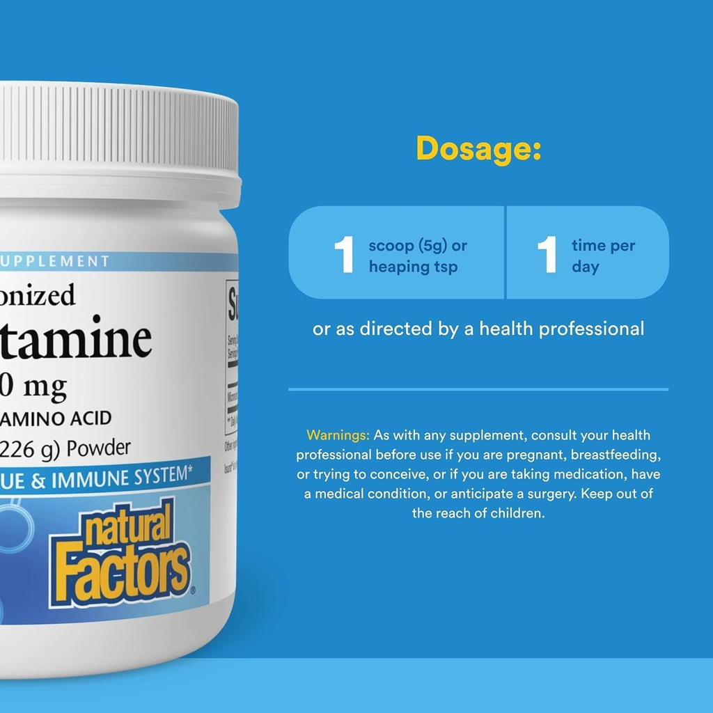 Natural Factors, Micronized L-Glutamine Drink Mix 5000 mg, Supports Muscles and Immune Function, 8 Oz 4