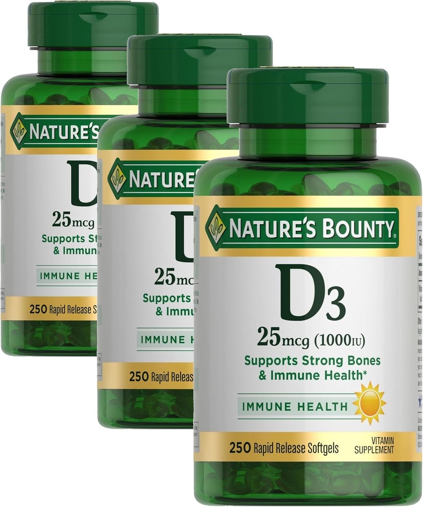Nature's Bounty Bounty D-1000 IU Dietary Supplement Rapid Release Liquid Softgels 350 ea (Pack of 3) 5