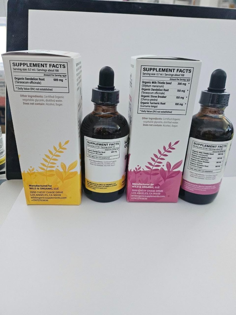 Wild & Organic Liver Cleanse Tincture 4 fl oz & Dandelion Root Tincture 4 fl oz 5