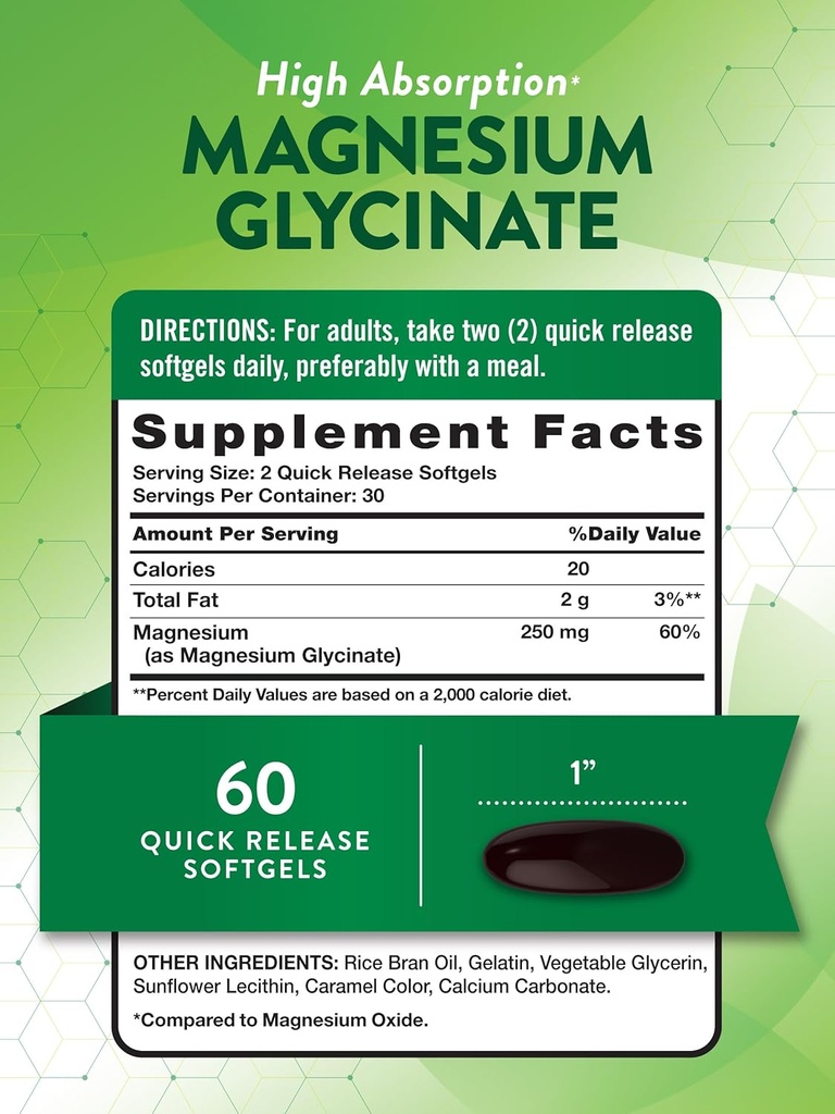 Nature's Truth Magnesium Glycinate 250mg | 60 Softgels | High Absorption | Non-GMO & Gluten Free Mineral Supplement 3