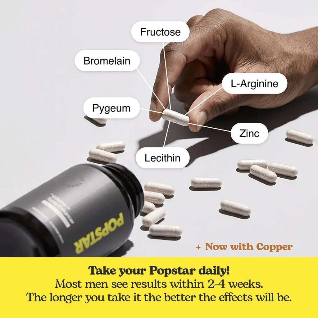 POPSTAR Labs Semen Volume Booster - Men's Semen Health & Fertility Supplement - Doctor Formulated to Increase Load Volume - Made in USA - Non-GMO, Organic, Vegan - 360 Capsules - (3 Month Supply) 4