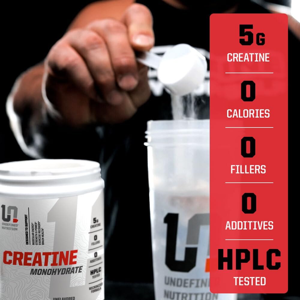 Undefined Nutrition Creatine Monohydrate by Brian Shaw (Unflavored, 60 Servings) - Easy Mixing and Absorbing Micronized Creatine Monohydrate Powder - Supports Muscular Energy, Power, and Brain Health 5