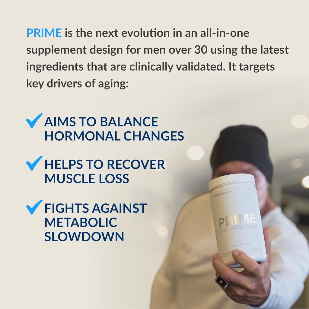 DRINK HRW Prime Men's Health Supplement - Enhance Muscle, Strength, Vitality - Scientifically Validated, Premium Ingredients - Boost Energy, Endurance with Creatine+ GAA - Peach Mango (30 Servings) 4