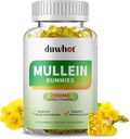 Mullein Gummies for Lung Detox, 2000mg Mullein Leaf Extract for Respiratory & Digestive & Immune Support, Organic Mullein Herb Supplement for Mucus Relief, Vegan, Pineapple, 60 2