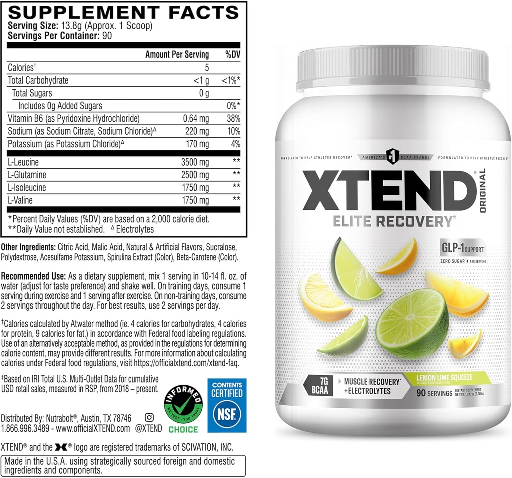 Xtend XTEND Original BCAA Powder 7g BCAA and 2.5g L-Glutamine, Sugar Free Post Workout Muscle Recovery Drink with Amino Acids for Men & Women, 90 Servings 3