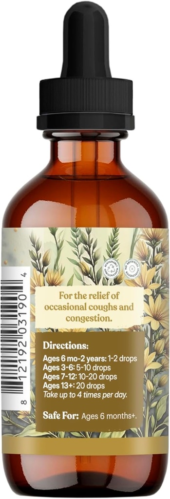 Earthley Wellness, Cough-B-Gone, Alcohol-Free Herbal Tincture for Kids & Adults (6 Months+), Cold and Cough Remedy, Soothes Sore Throats, Promotes Lung Health, and Detoxification (2oz, Kids) 5