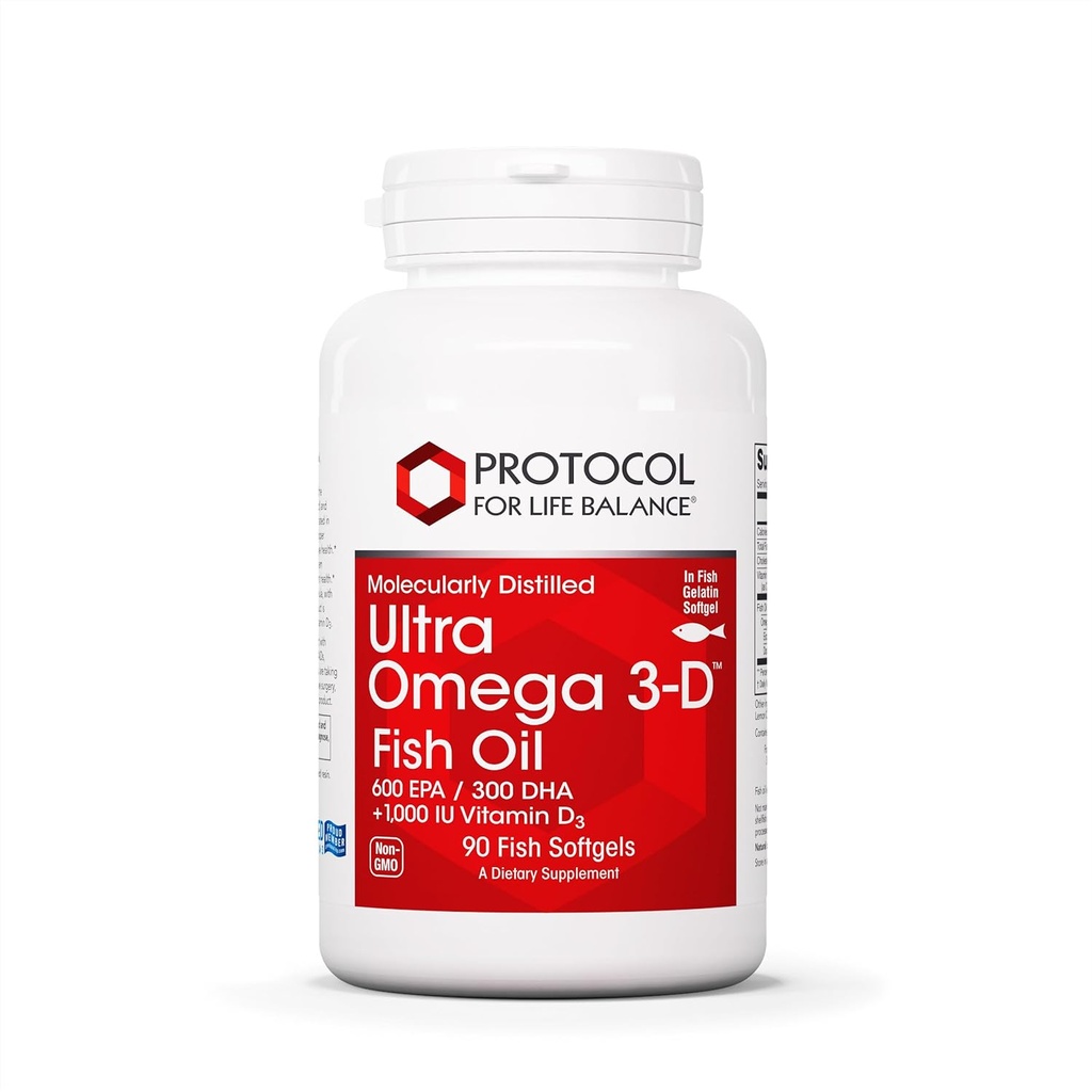 PROTOCOL FOR LIFE BALANCE Ultra Omega 3-D - 600mg EPA, 300mg DHA & 1,000 IU Vitamin D3 - Fish Oil for Brain Support - EPA DHA Omega Supplement - Non-GMO & Halal - 90 Softgels 2