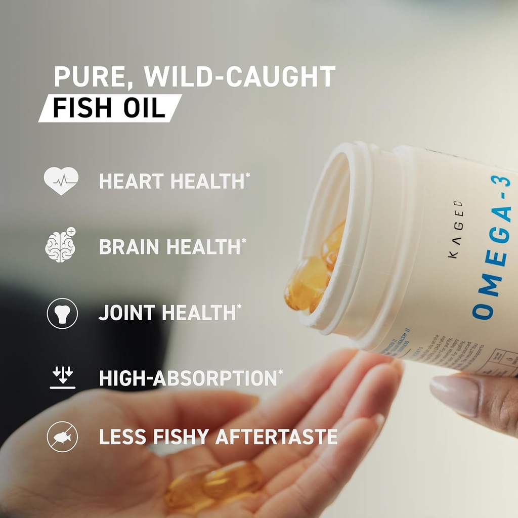 Kaged Omega 3 Fish Oil Supplement, 3000mg Omega 3 Fatty Acid with EPA & DHA, Ultra-Pure, No Fish Burps, 60 Pills 5