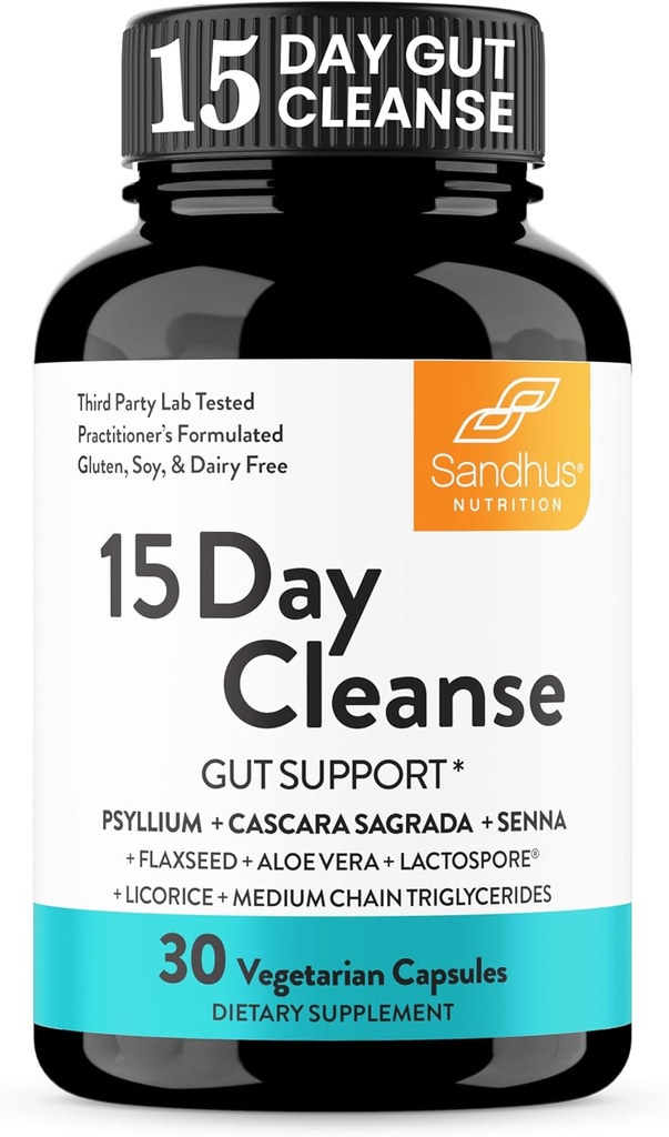 Sandhu's 15 Day Gut Cleanse Colon Detox for Women & Men| Supports Colon Cleansing & Digestive Health| Senna, Cascara Sagrada, Psyllium Husk & Probiotics| 30 Capsules Dietary Supplement,15 Days Supply 2