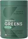 Sports Research® Organic Greens Superfood Powder w/Spirulina & Chlorella, Adaptogens, Enzymes, Probiotics & 8 VIT Bs for Gut & Mood Support* - Vegan, Sugar-Free & Low-Cal Original 20 Servings 2