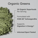 Sports Research® Organic Greens Superfood Powder w/Spirulina & Chlorella, Adaptogens, Enzymes, Probiotics & 8 VIT Bs for Gut & Mood Support* - Vegan, Sugar-Free & Low-Cal Original 20 Servings 5