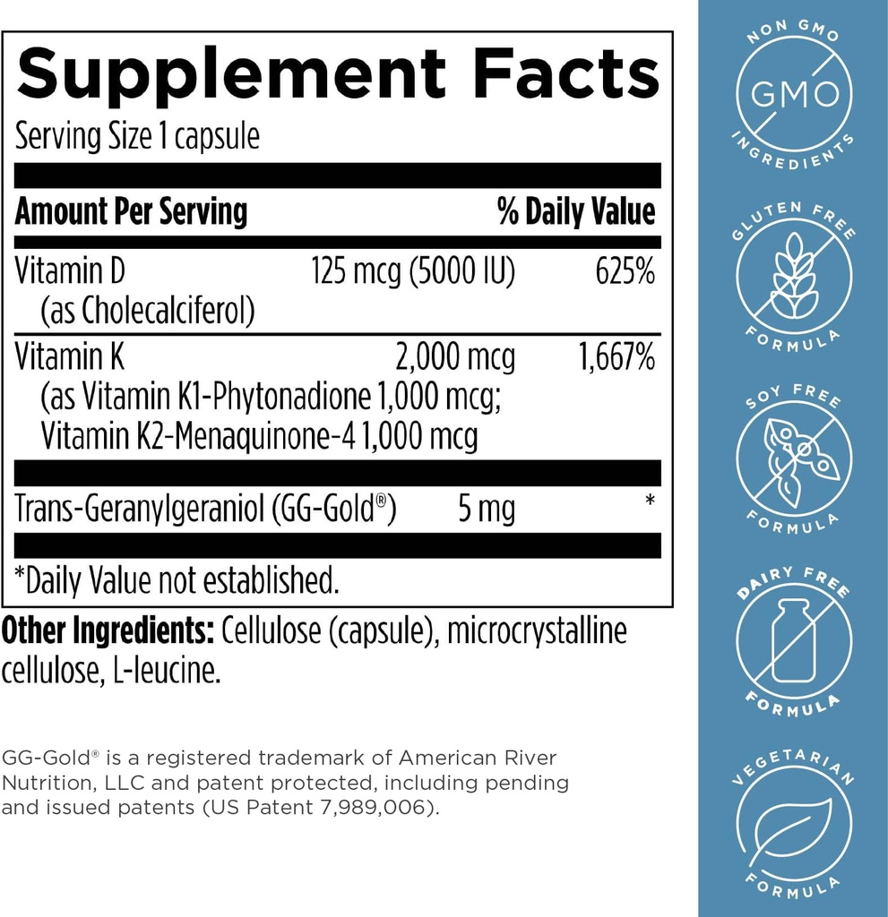 Designs for Health Vitamin D Supreme 5000 IU + Vitamin K (60 Capsules) + NeuroMag Chelated Magnesium L-Threonate for Cognitive Support (90 Capsules) - 2 Product Bundle 6