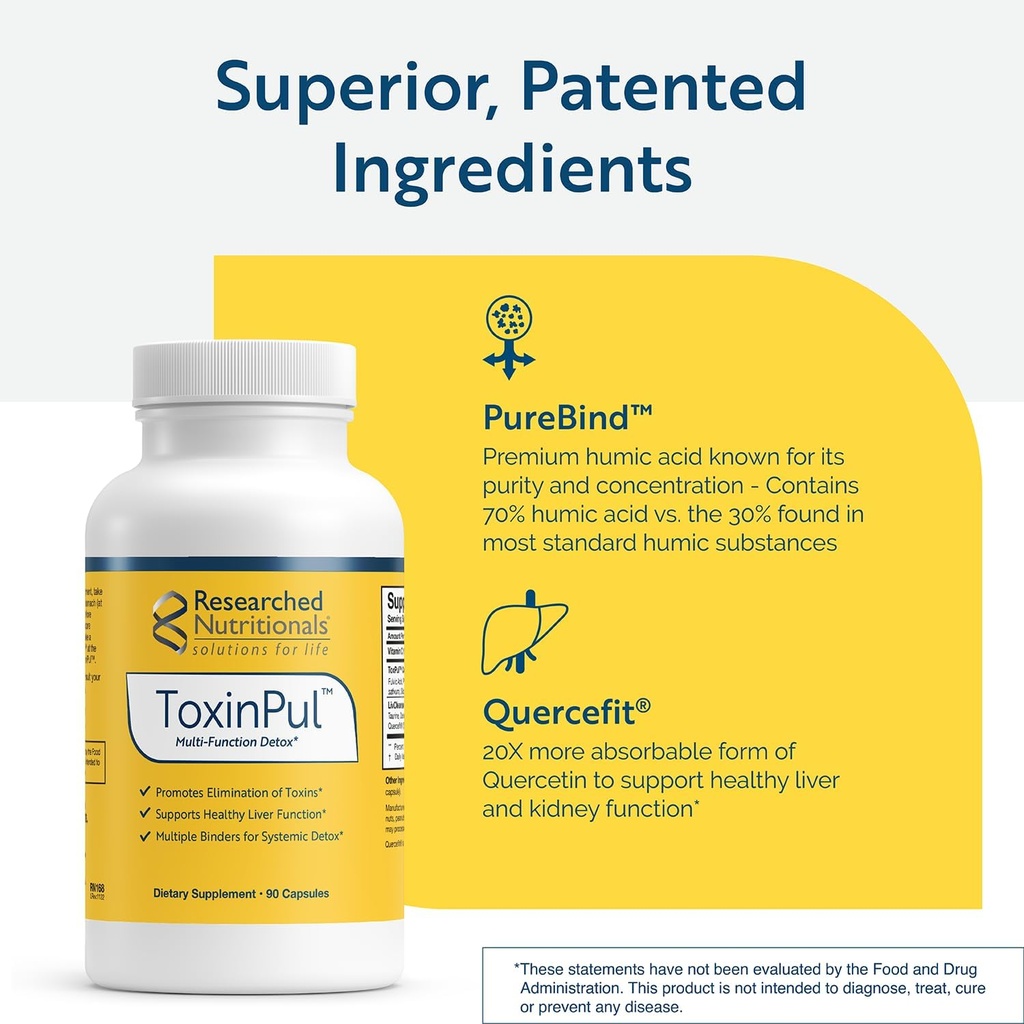 Researched Nutritionals ToxinPul Binder & Detox Cleanse Support - Humic Acid, Fulvic Acid, Cilantro, Dandelion Root & Chlorella to Help Supports Healthy Toxin Removal (90 Capsules) 6