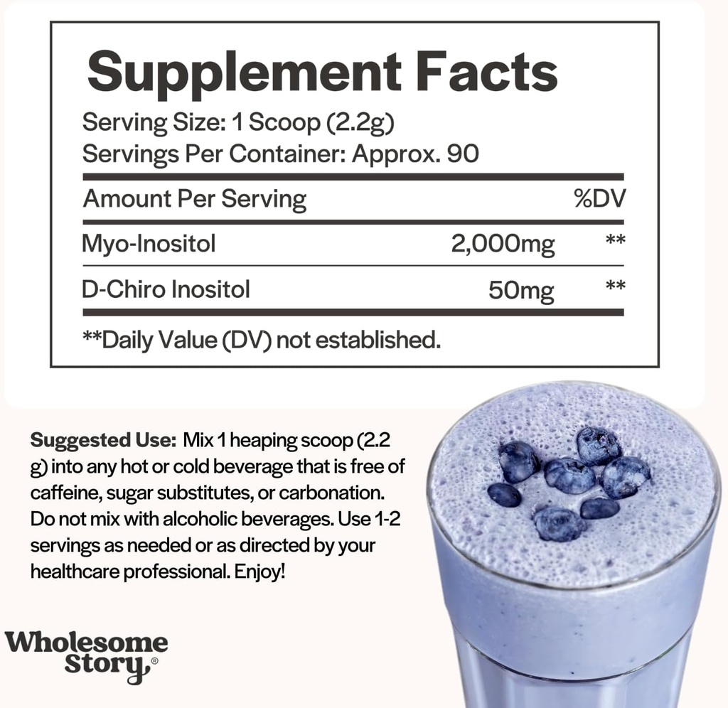 Myo-Inositol & D-Chiro Inositol Supplement Powder for Women | Hormonal Balance & Healthy Ovarian Function Support | Vitamin B8 | Great Alternative to Capsules | 40:1 Ratio | 90 Servings 4