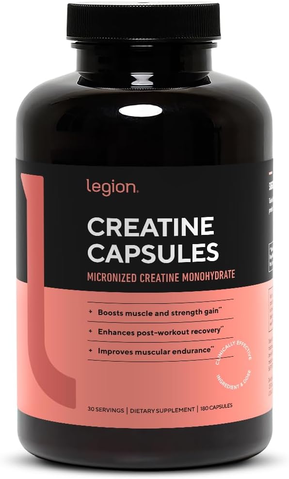 LEGION Micronized Creatine Monohydrate Supplement - Clean Creatine Powder for Muscle Gain & Post Workout Recovery - Micronized Creatine Supplement for Maximum Absorption (30 Servings, Capsule) 2