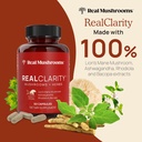 Real Mushrooms RealClarity (60ct) and Lions Mane (120ct) Capsules Bundle - Mushroom Supplement for Brain Health, Mental Clarity, Focus, Cognition & Immune Support - Brain Vitamins w/Ashwagandha 3