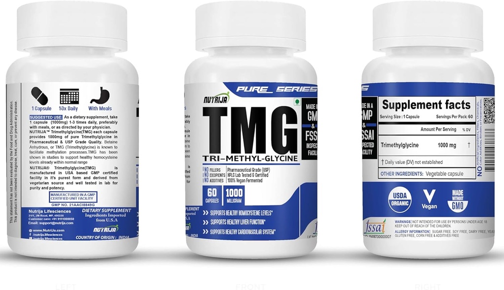 NutriJa-TRIMETHYLGLYCINE (TMG) 1000MG - 60 Capsules 5