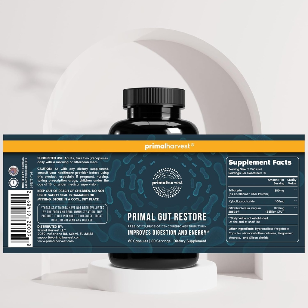 Primal Harvest Gut Restore & Multivitamin Supplements for Women and Men Multi Vitamin Capsules and Colon Cleanse Pills Bundle 5