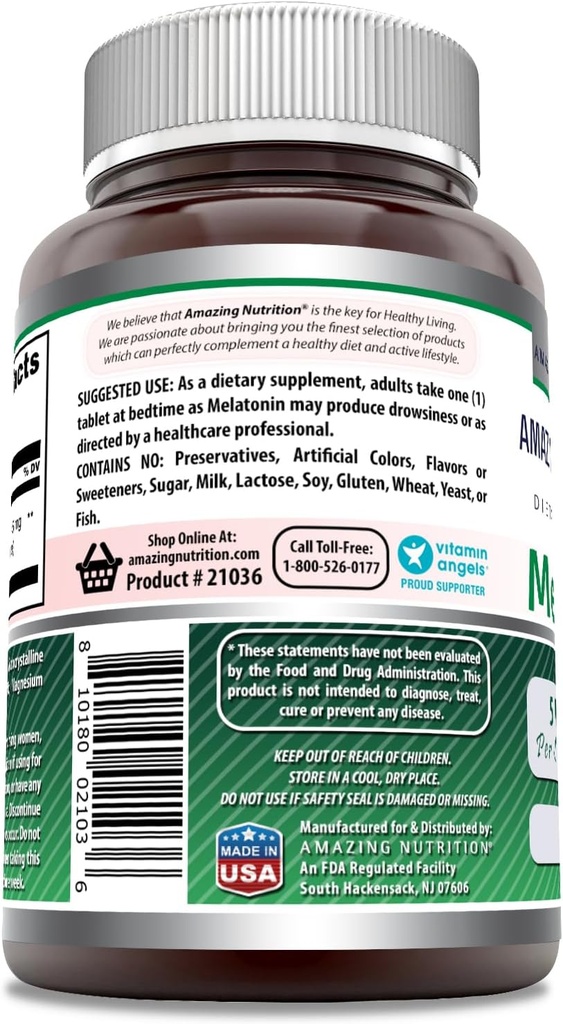 Amazing Formulas Melatonin Supplement | Unflavored | 5 Mg | 180 Tablets | Non-GMO | Gluten Free | Made in USA 4