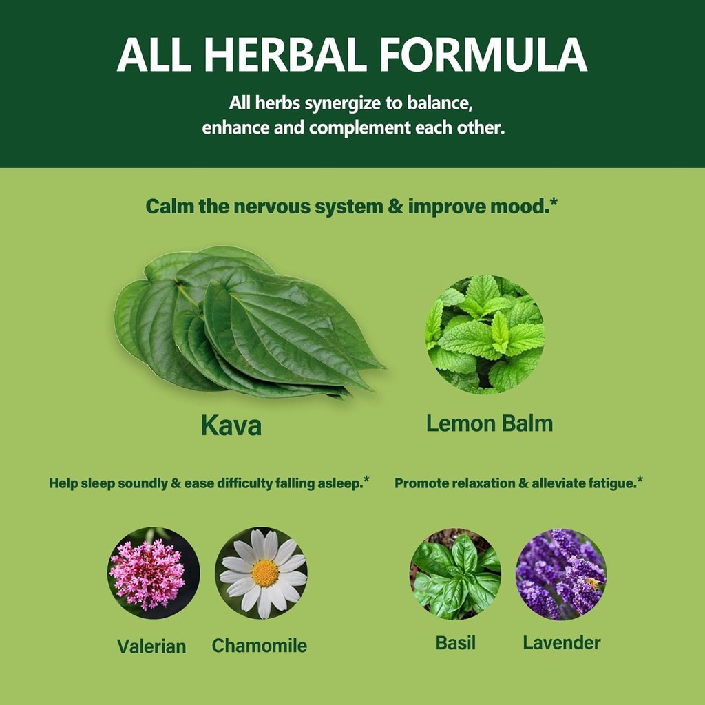 Kava Root Drops for Calming & Relaxing Support, Natural Calm & Sleep Supplements for Adults with Valerian, Chamomile Extract, High Bioavailability Liquid with Basil Promotes Relaxation. 4 oz 5