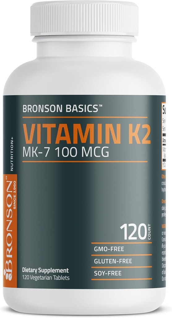 Bronson Vitamin K2 MK-7 100 MCG, K2 as MK7 Menaquinone, Bone Support Non-GMO, 120 Tablets 6