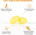 120 Softgels Vitamin D3 K2 10000IU 200MCG - Coconut Oil - Support Immune, Heart Health - Maintains Cardiovascular Health - Superior Absorption- Easy to Swallow 6
