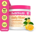 Belli Welli Daily Fiber Supplement Bundle with Collagen, Probiotics & Electrolytes – Peach Mango & Orange Yuzu Mandarin Flavors – Supports Digestion, Gut Balance & Debloating – 32 Servings Total 6