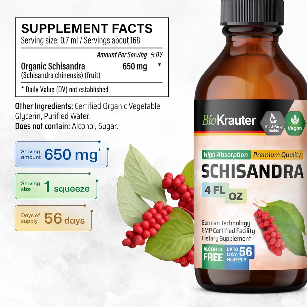 BIO KRAUTER Schisandra Tincture 4 Fl. Oz. & Holy Basil Tincture 4 Fl. Oz. 4