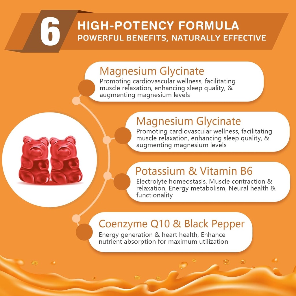 High Absorption Magnesium Glycinate Gummies 600mg per Serving - 60 Vegan Gummies - Promotes Healthy Relaxation, Muscle, Bone, & Energy Support for Adults 4