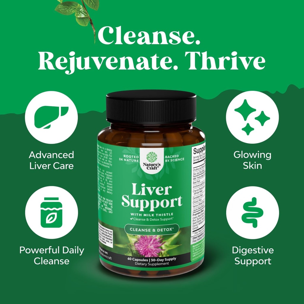 Bundle of Milk Thistle Liver Support Supplement and White Kidney Bean Energy Booster - Herbal Liver Supplement with Silymarin Milk Thistle - Natural Energy Pills and White Bean Extract Supplements 5