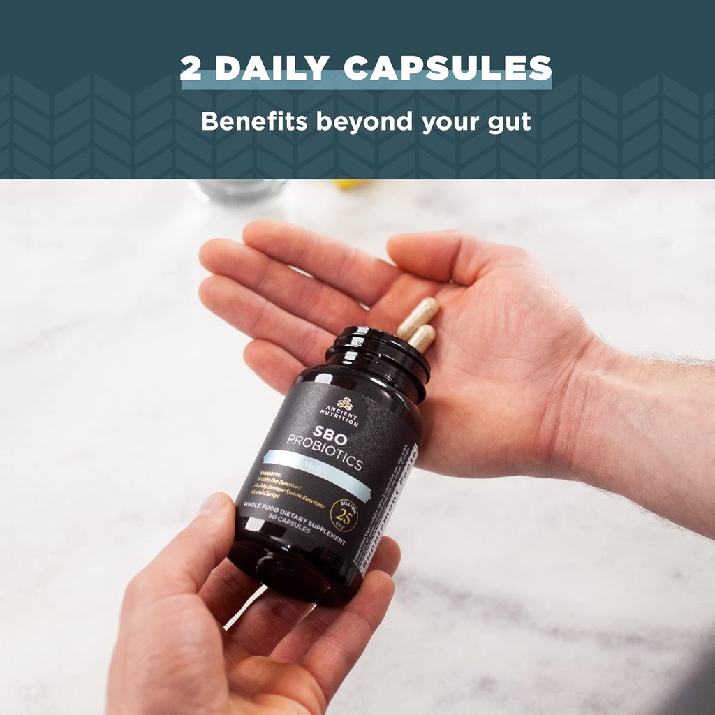 Ancient Nutrition Probiotics for Men, SBO Probiotics Men's 60 Ct, for Gut Health, Digestive and Immune Support, Boosts Muscle Mass and Fat Metabolism, 25 Billion CFUs* Per Serving 6