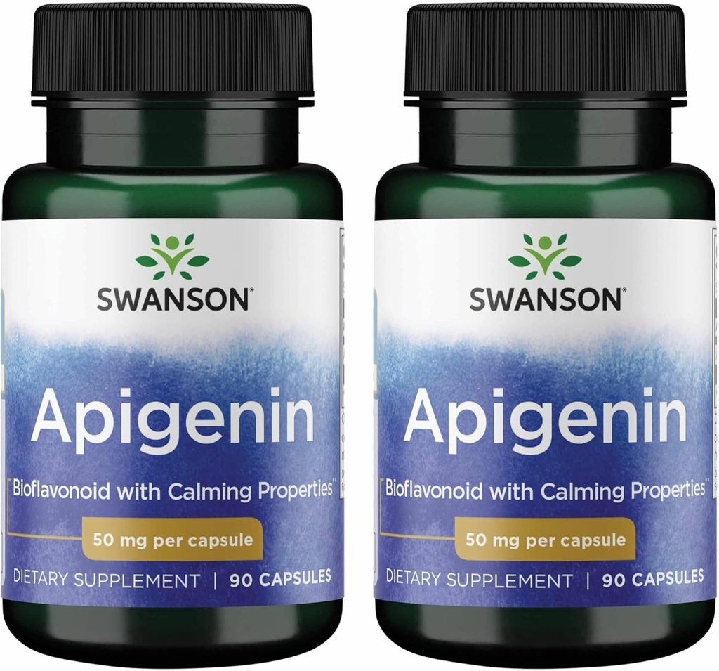 Swanson Apigenin-Bioflavonoid Supplement Natural Prostate Support-Metabolism & Nerve Health Support-Can Support Sleep & Relaxation 90 Caps, 50mg Each 2 Pack 2