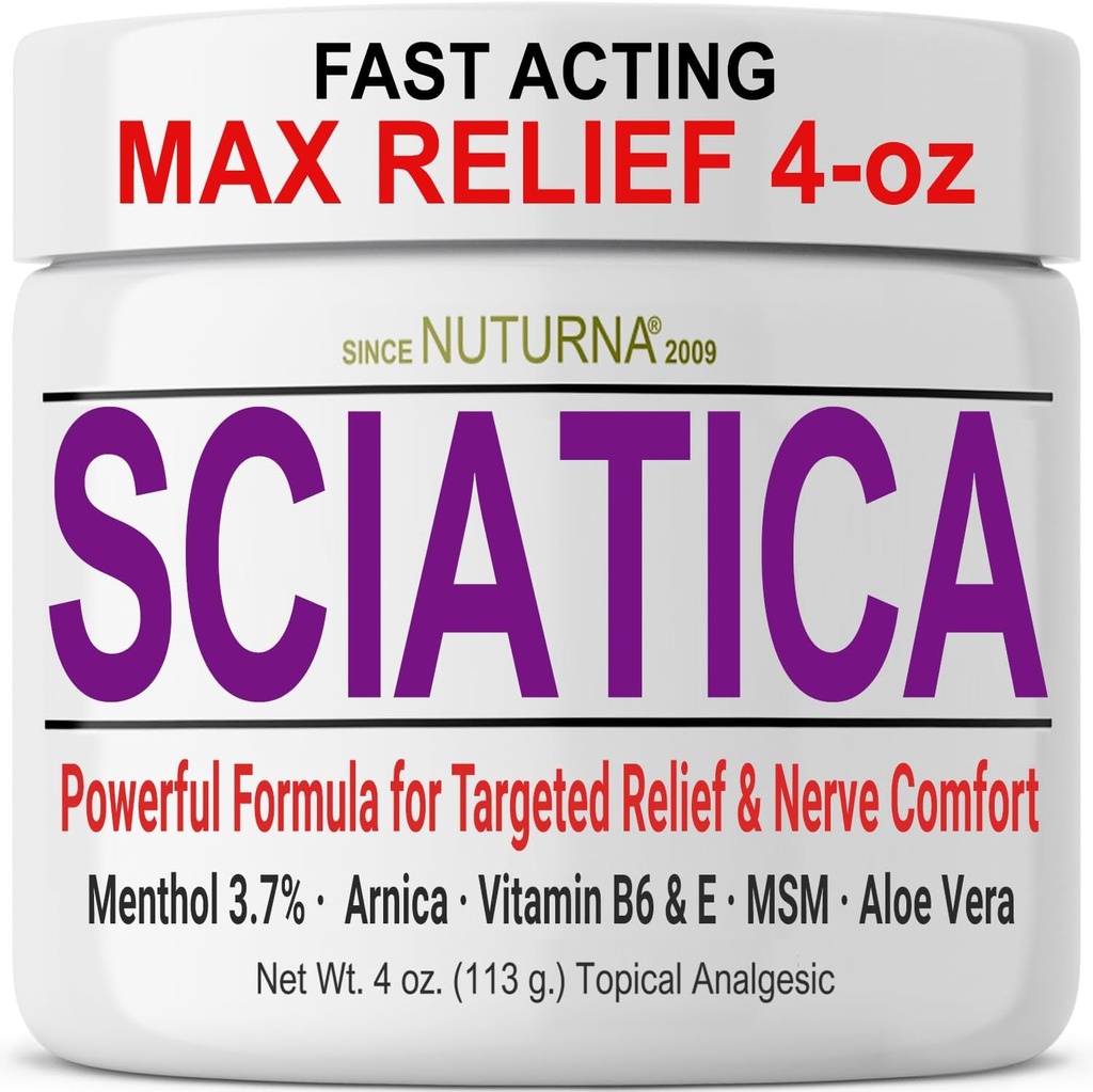 Sciatica Nerve Cream - Maximum Strength Comfort Cream for Feet, Hands, Legs, Toes, Back - Natural Ultra Strength Arnica, MSM, Menthol, Soothing Comfort, Large 4 Oz 2