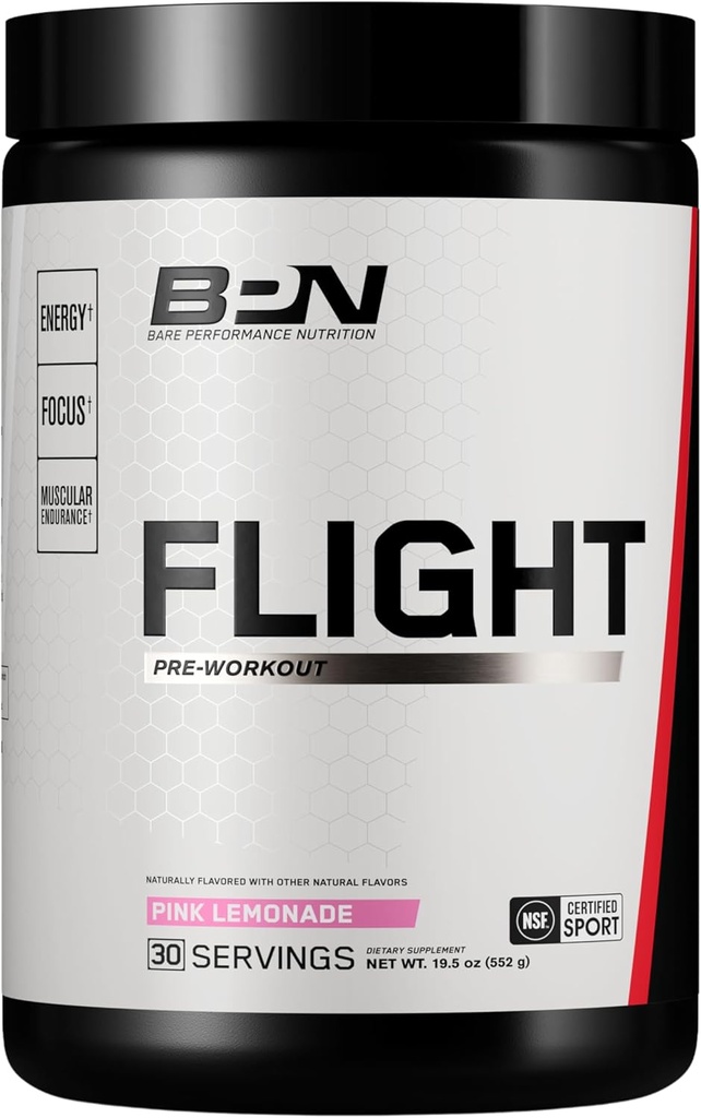 BARE PERFORMANCE NUTRITION BPN Flight Pre Workout, Supports Energy and Mental Focus, Improved Endurance & Muscle Pumps with CarnoSyn® Beta Alanine, Pink Lemonade, 30 Servings 2