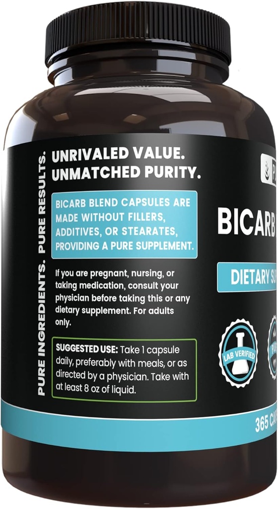 PURE ORIGINAL INGREDIENTS Bicarb Blend (365 Capsules) No Magnesium Or Rice Fillers, Always Pure, Lab Verified 4