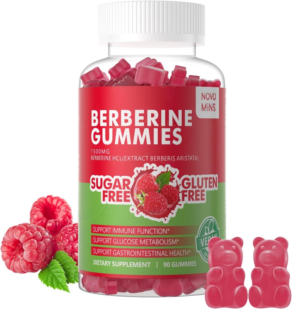 Berberine Gummies with Ceylon Cinnamon 1500mg High Potency Berberine HCL Supplement for Immune and Metabolism Support, Sugar Free Organic Berberine Gummies Raspberry Flavor. 2
